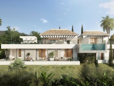 Villa Alhama, villa facade with garden and swimming pool, Finca Cortesín, Casares