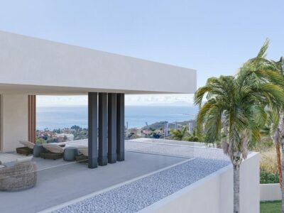 Solarium terrace of Villa Natalie with panoramic sea views