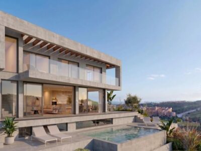 Villa contemporánea en tres niveles con piscina infinita en Regia Villas, Valle Romano, Estepona