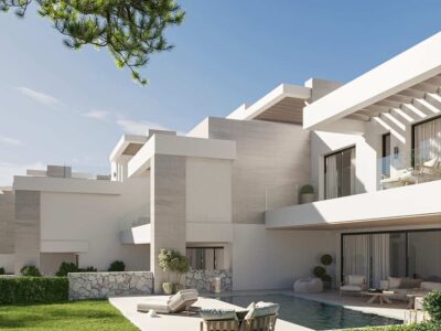 Villa exterior with terraces, garden and pool at Altura Residences