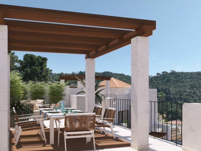 Pergola terrace at Fuente Lirios